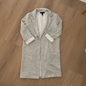 Gray Longline Open Front Blazer Coat – Size M